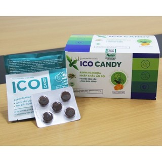 Viên ngậm Bảo Thanh Ico Candy ashwagandha nhập khẩu, xuyên tâm liên, tinh dầu gừng hỗ trợ bổ phế, giảm ho, vỉ 5 viên