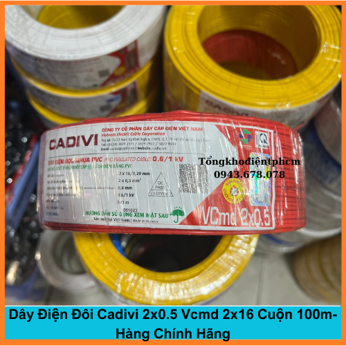 Dây Điện Đôi Cadivi 2x0.5 Vcmd 2x16 Cuộn 100m- Hàng Chính Hãng