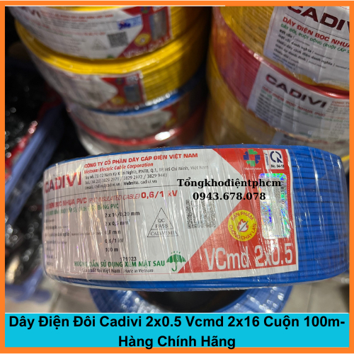 Dây Điện Đôi Cadivi 2x0.5 Vcmd 2x16 Cuộn 100m- Hàng Chính Hãng
