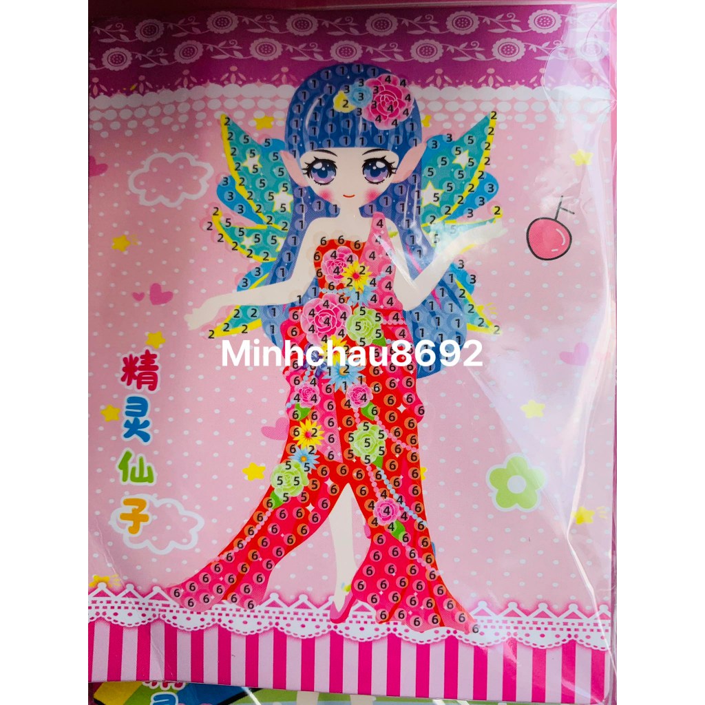 Tranh đính đá, tranh đính hạt nhựa công chúa xinh xắn cho bé