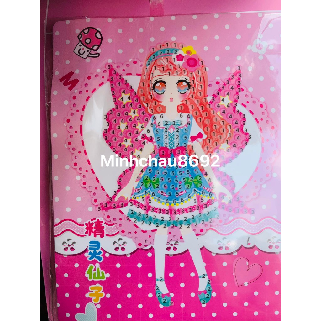 Tranh đính đá, tranh đính hạt nhựa công chúa xinh xắn cho bé