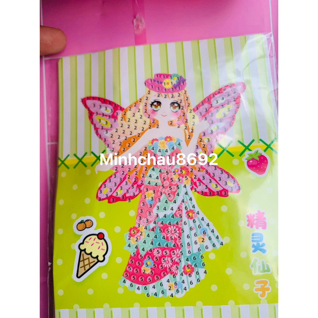 Tranh đính đá, tranh đính hạt nhựa công chúa xinh xắn cho bé