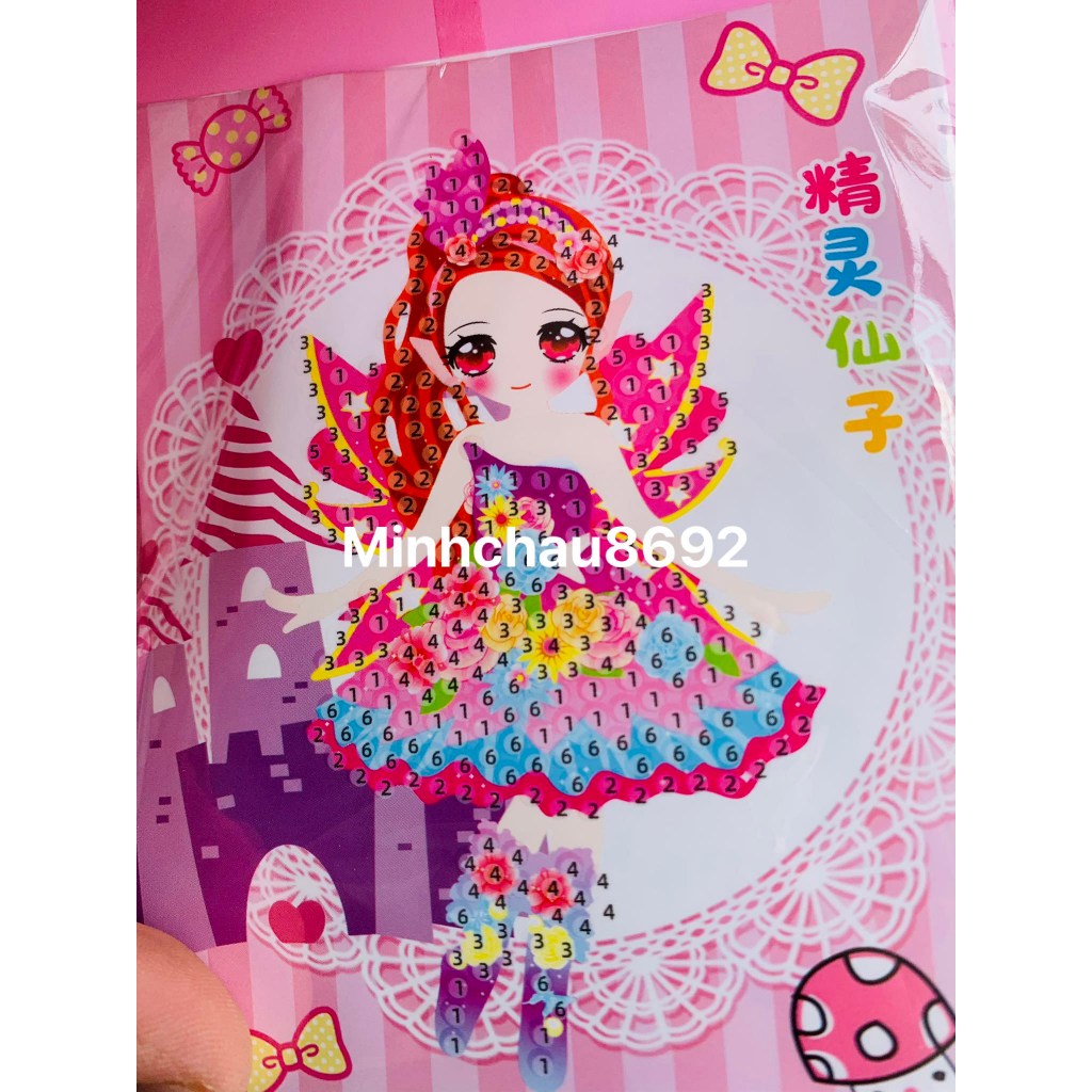 Tranh đính đá, tranh đính hạt nhựa công chúa xinh xắn cho bé