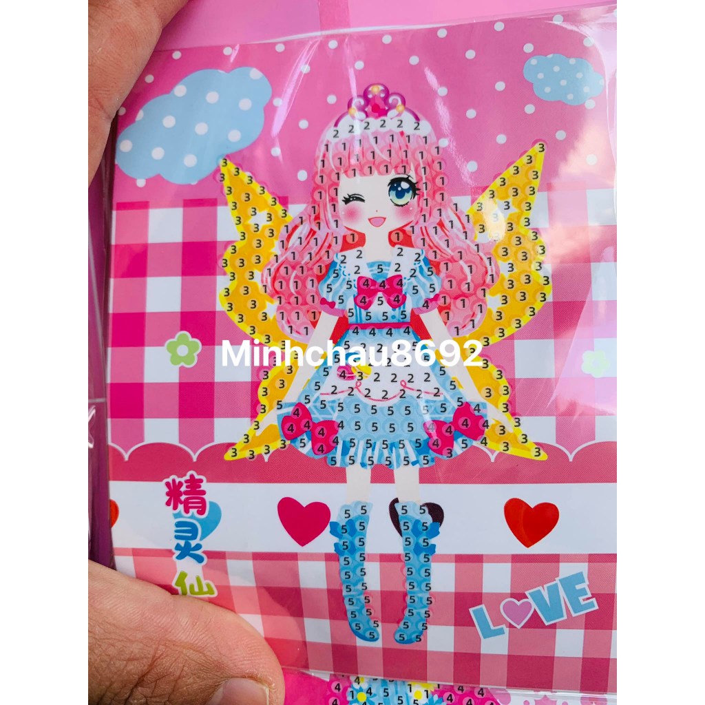 Tranh đính đá, tranh đính hạt nhựa công chúa xinh xắn cho bé