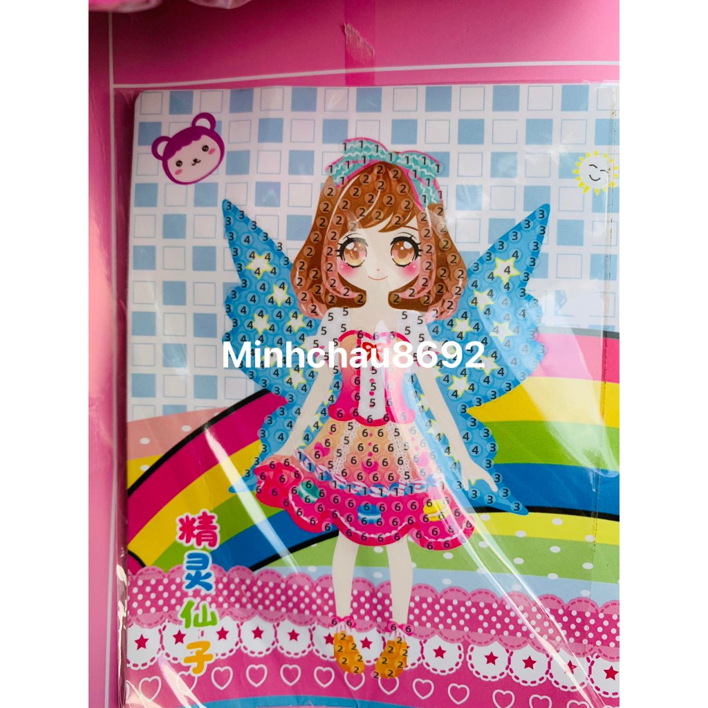 Tranh đính đá, tranh đính hạt nhựa công chúa xinh xắn cho bé