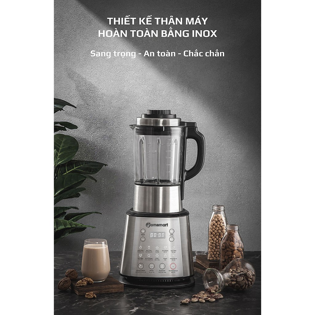 Máy làm sữa hạt đa năng dung tích 1.75 lít 16 trong 1 Momsmart - Máy xay nấu đa năng - Nấu cháo 1750ml bảo hành 24 tháng
