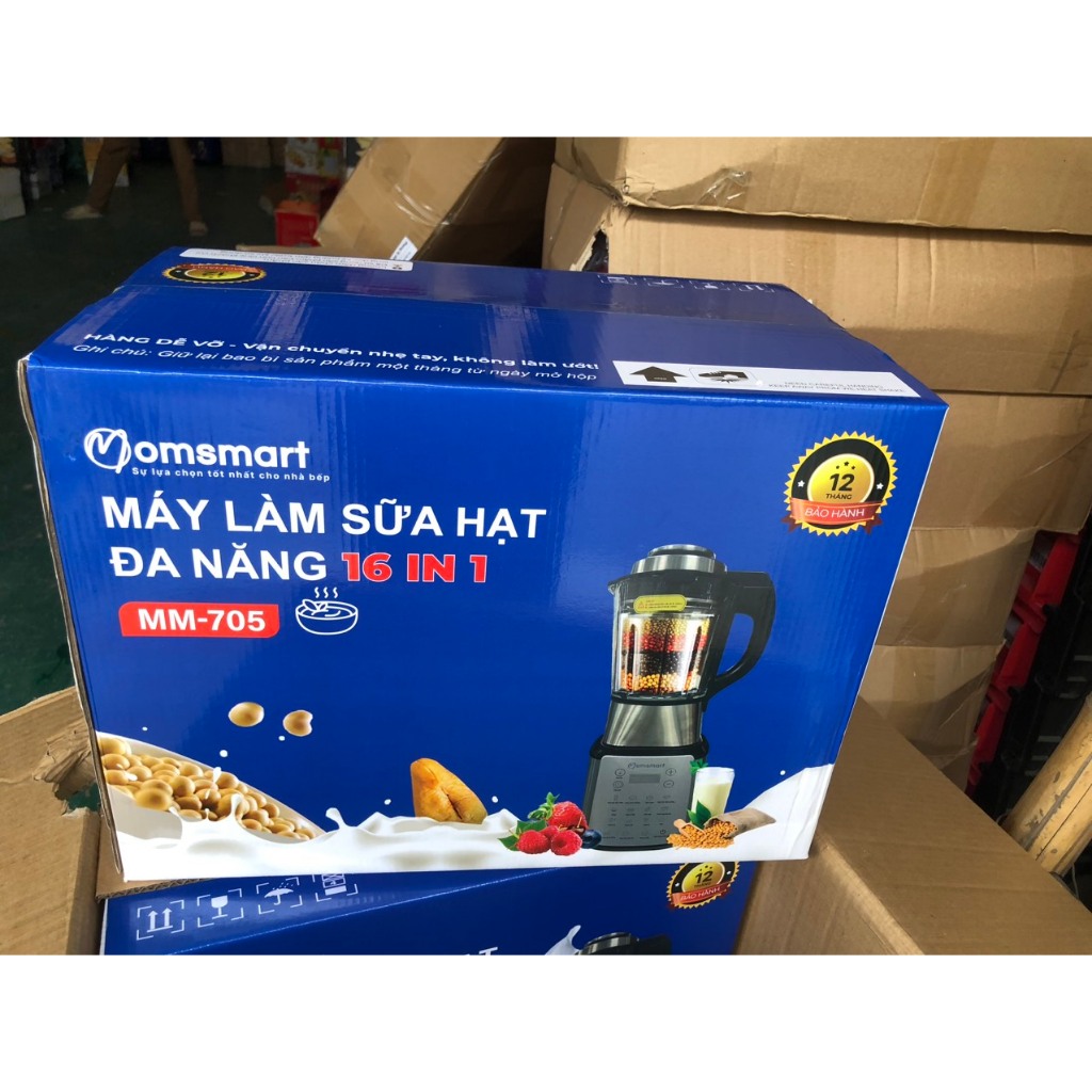 Máy làm sữa hạt MOMSMART 16 in 1 dung tích 1.75L chống trào -Máy xay nấu đa năng các loại hạt siêu nhuyễn mịn