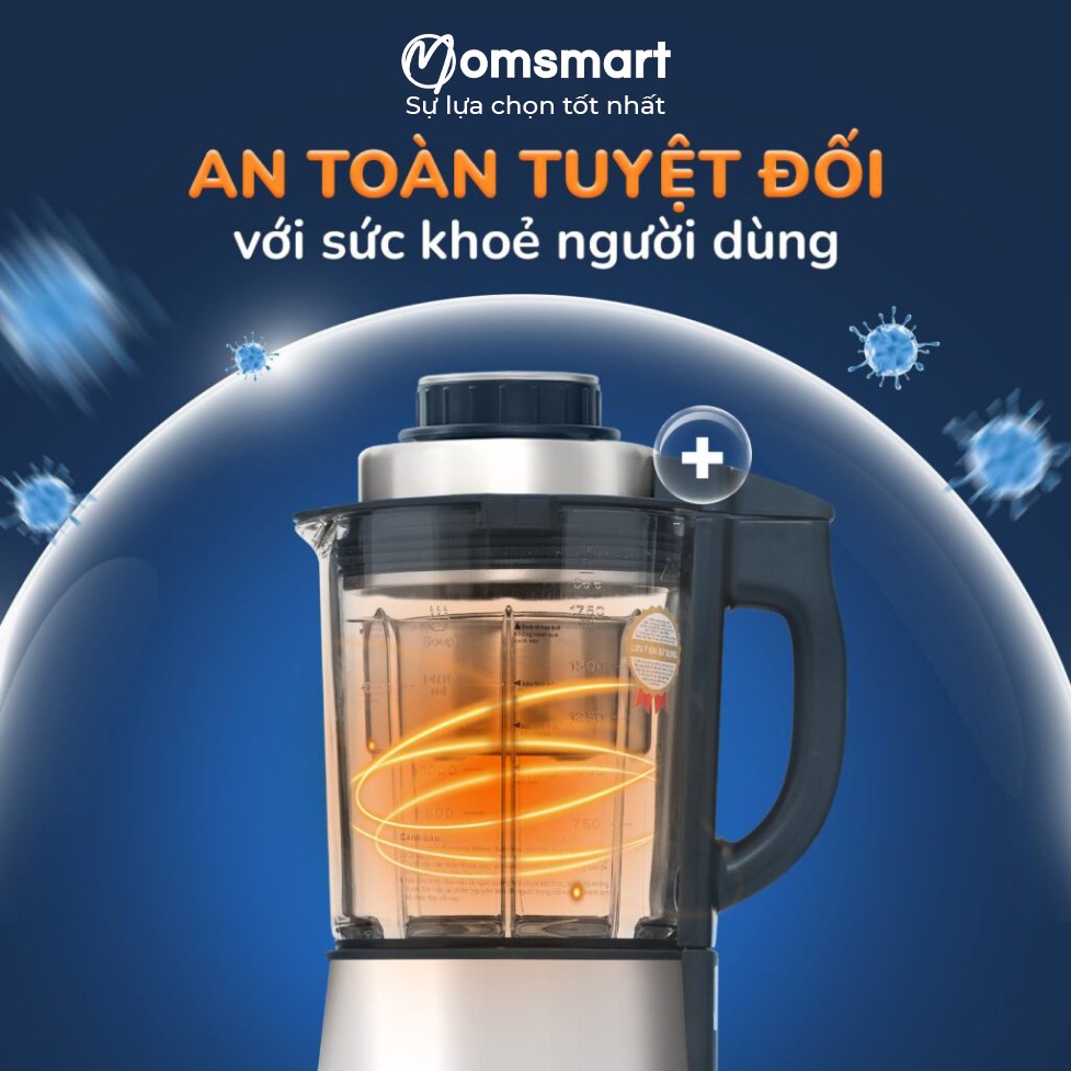 Máy nấu sữa hạt đa năng dung tích 16 trong 1 Momsmart - Máy xay nấu đa năng - Nấu cháo 1800ml bảo hành 24 tháng