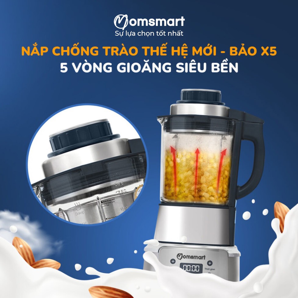 Máy nấu sữa hạt đa năng dung tích 16 trong 1 Momsmart - Máy xay nấu đa năng - Nấu cháo 1800ml bảo hành 24 tháng