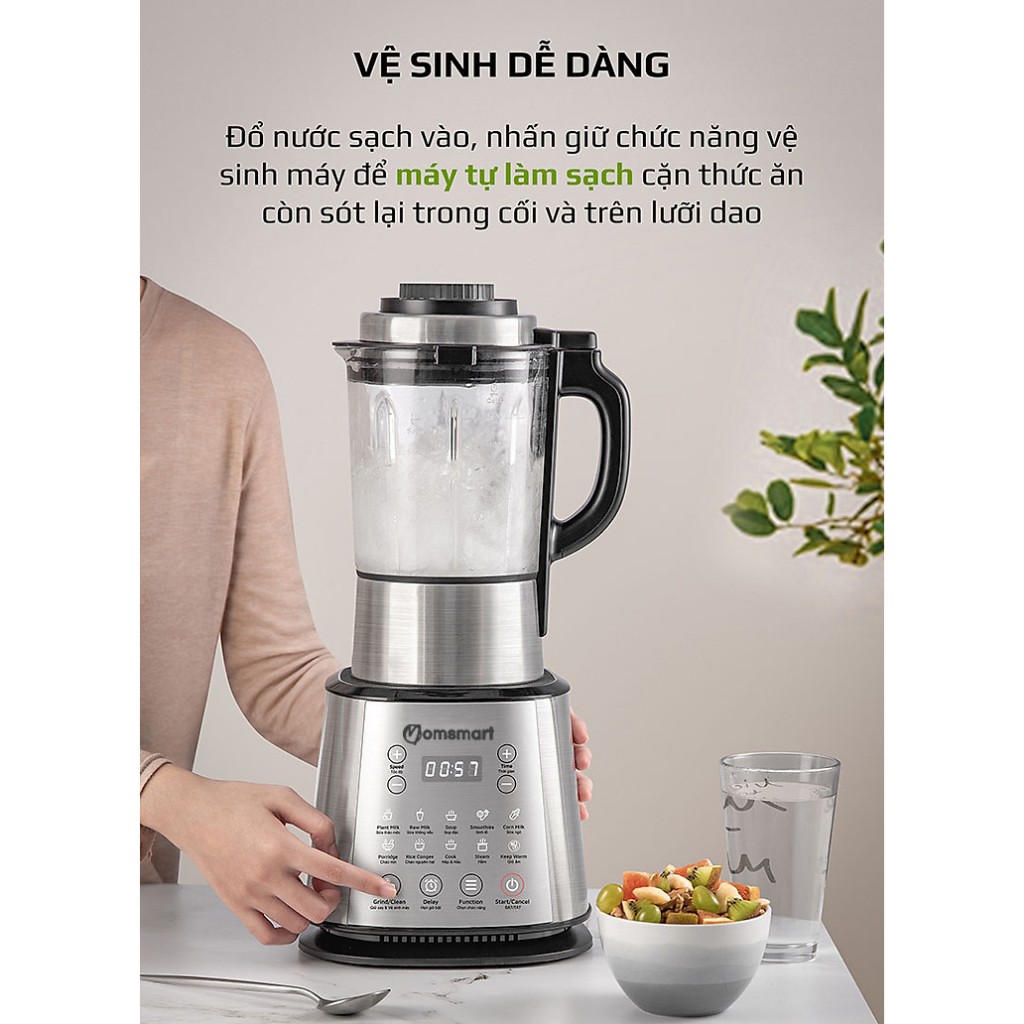 Máy nấu sữa hạt đa năng dung tích 16 trong 1 Momsmart - Máy xay nấu đa năng - Nấu cháo 1800ml bảo hành 24 tháng