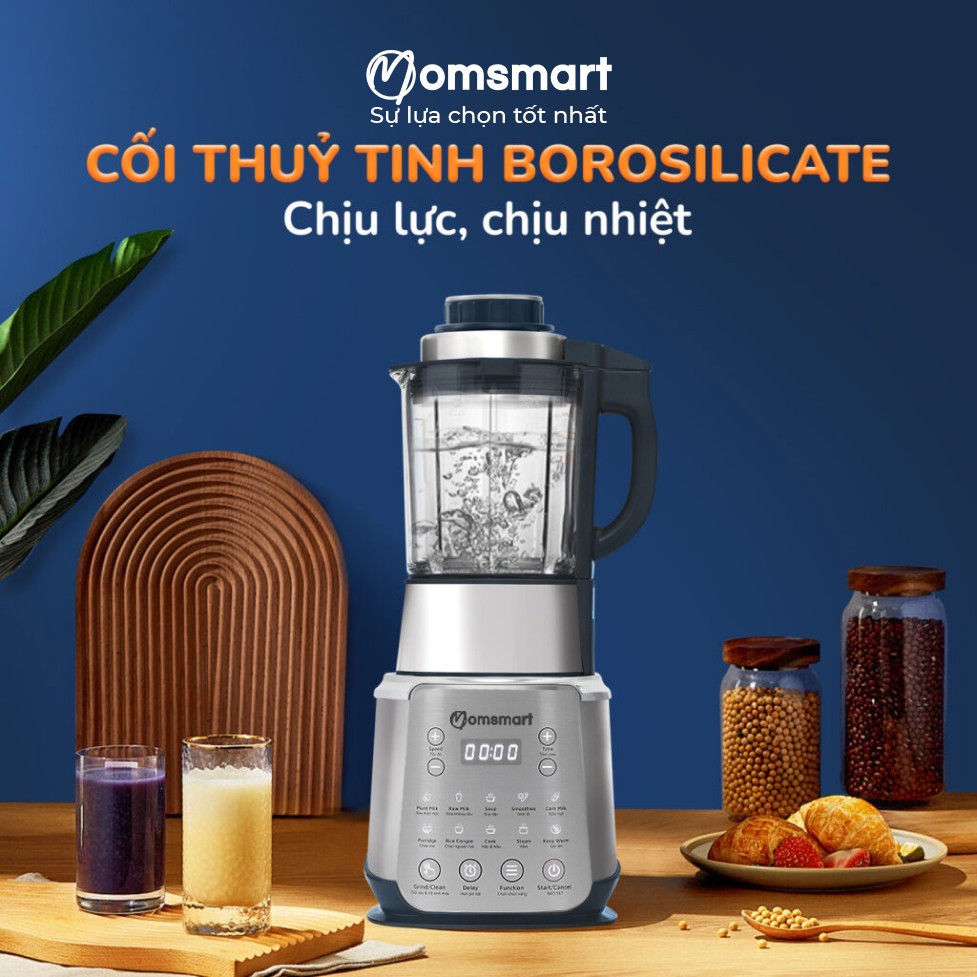 Máy làm sữa hạt đa năng dung tích 1.75 lít 16 trong 1 Momsmart - Máy xay nấu đa năng - Nấu cháo 1750ml bảo hành 24 tháng