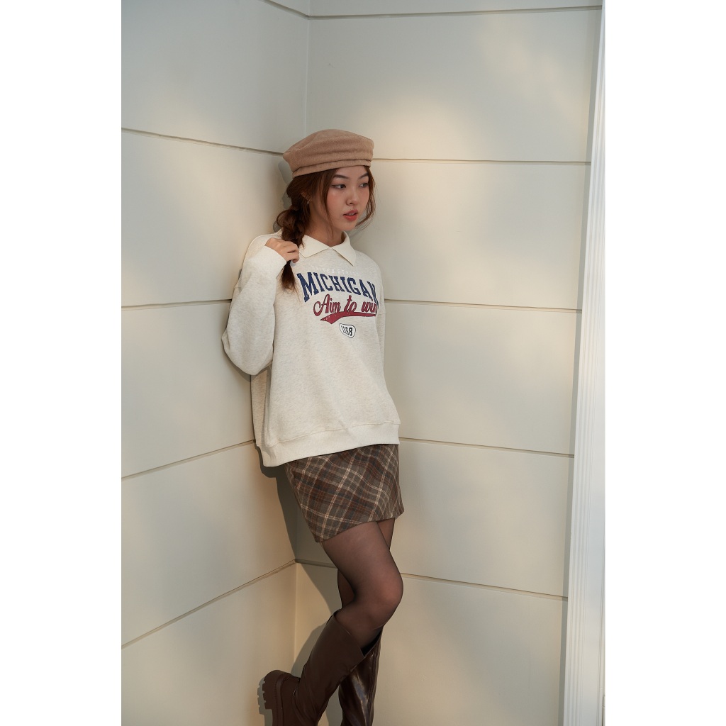 Chân váy nỉ hoạ tiết Caro