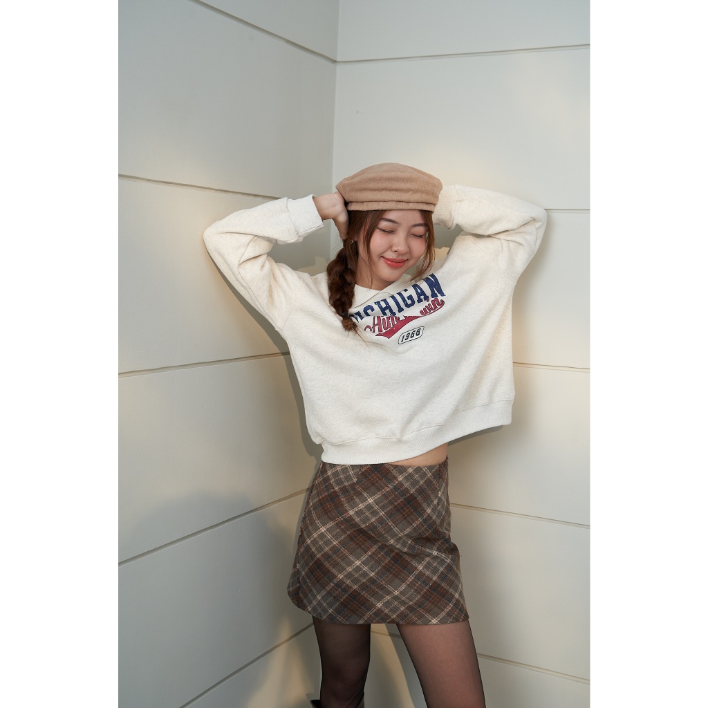 Chân váy nỉ hoạ tiết Caro