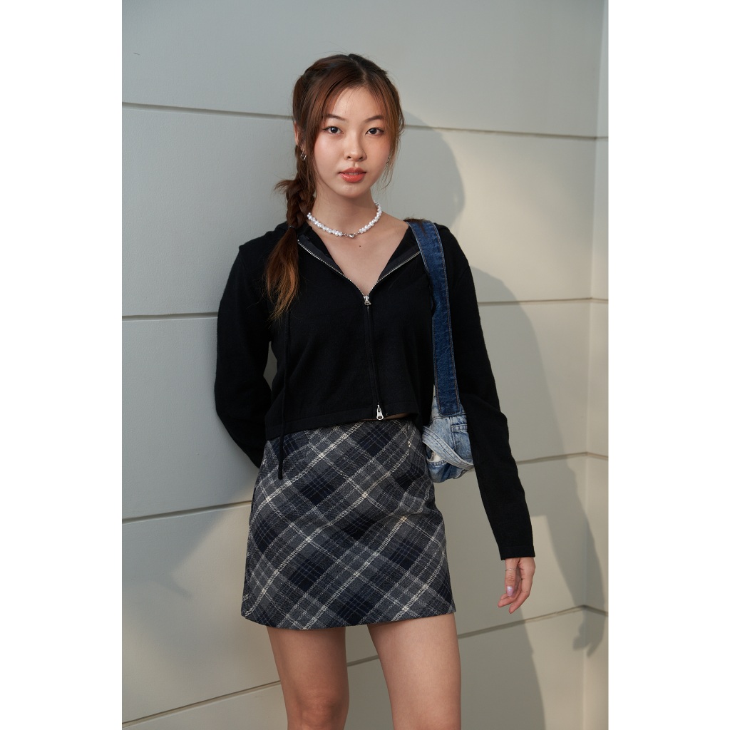 Chân váy nỉ hoạ tiết Caro