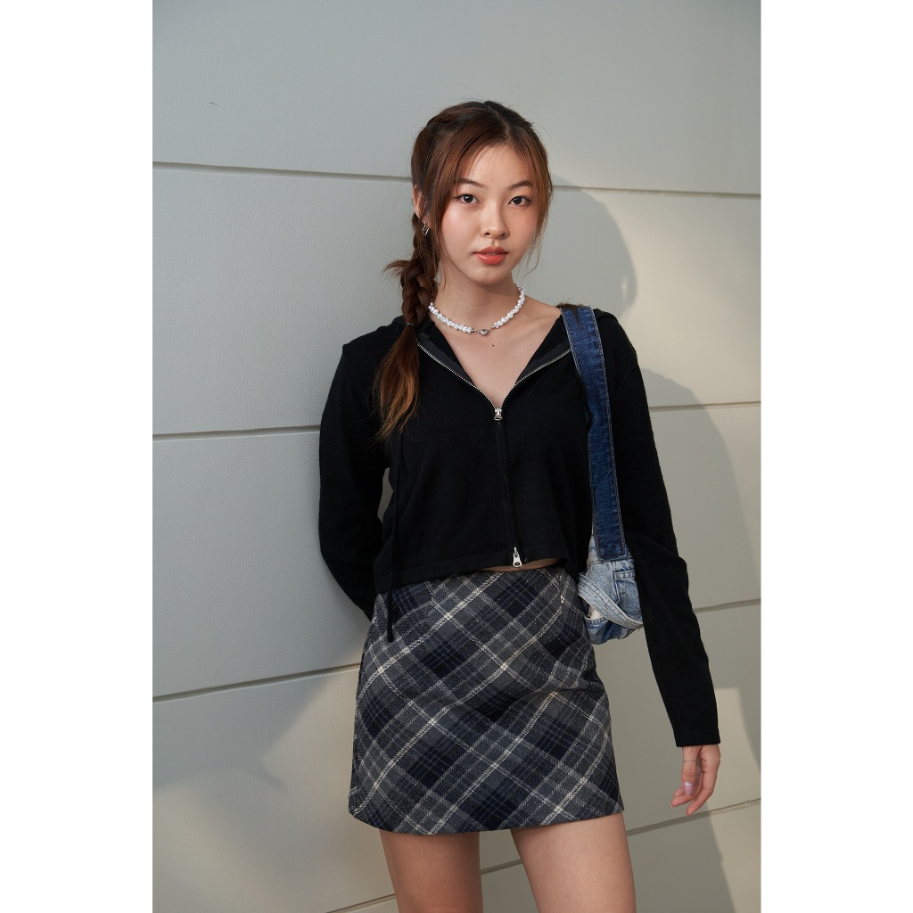 Chân váy nỉ hoạ tiết Caro