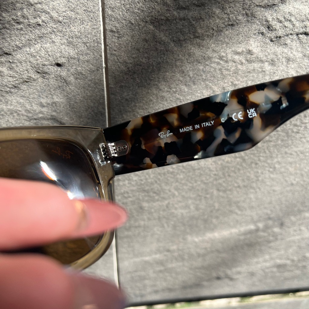 Kính râm mát 0840s Mega Wayfarer của ý, 2nd, tròng thủy tinh tráng gương vàng chanh, gọng vân đá đồi mồi. thời trang