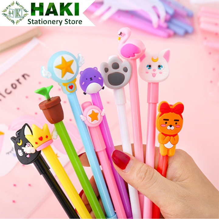 Bút Bi Nước Mực Gel Màu Đen Nhiều Mẫu Hoạt Hình Dễ Thương Cute Bizbooks