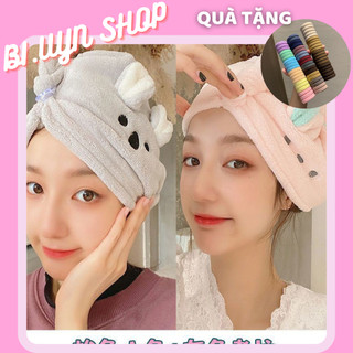 Khăn ủ tóc/ khăn quấn tóc mũ gội đầu cao cấp bi.uyn shop thấm hút nước giúp tóc nhanh khô
