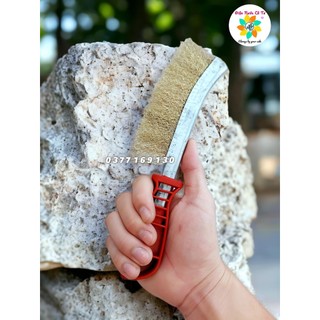 Bàn chải thau đánh rỉ sợi đồng cán nhựa - Chổi đánh rỉ sắt bàn chải đồng cán đỏ sét cầm tay loại đẹp