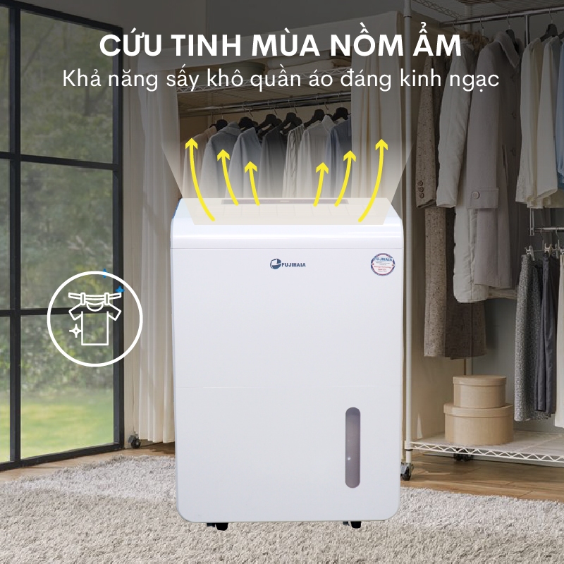 Máy hút ẩm công nghiệp FUJIHAIA DH70B công suất 70l/ ngày - Phù hợp phòng 60-90m2 - Bảo hành toàn quốc 24 tháng