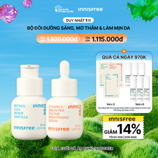 Bộ đôi serum ngày đêm dưỡng sáng và phục hồi da Vitamin C Green Tea Enzyme 30ml & Retinol Cica Repair Ampoule 30ml