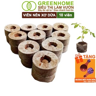Viên Nén Xơ Dừa Greenhome, 10 Viên, Ươm Hạt Giống, Ươm Cây Con Tiện Lợi, Đầy Đủ Dinh Dưỡng