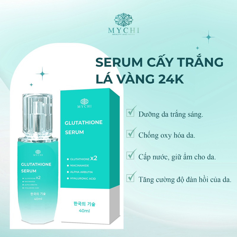 Serum Cấy Trắng Lá Vàng 24k Mychi (Phiên bản to nhất dùng được 4-5 tháng)