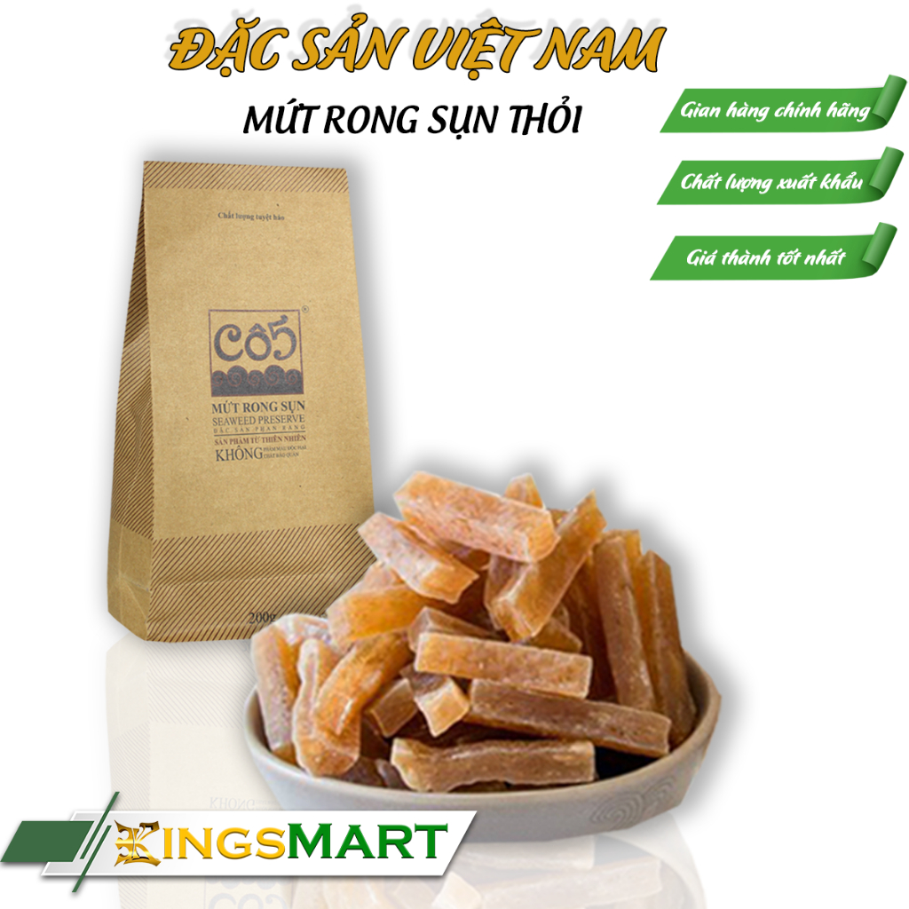 Mứt rong sụn thỏi - Thương hiệu CÔ 5 - Đặc sản Ninh Thuận - Túi giấy 200g - Kingsmart