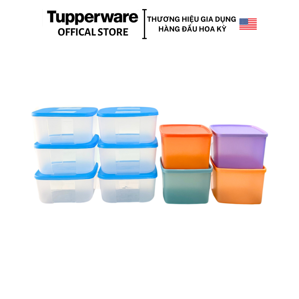 Bộ hộp trữ đông, trữ mát Tupperware Freezermate 650ml và Medium 840ml (10 hộp) - Hàng chính hãng - Bảo hành trọn đời