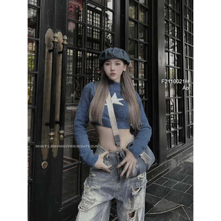 Áo len croptop tay dài hình ngôi sao hàng Quảng Châu
