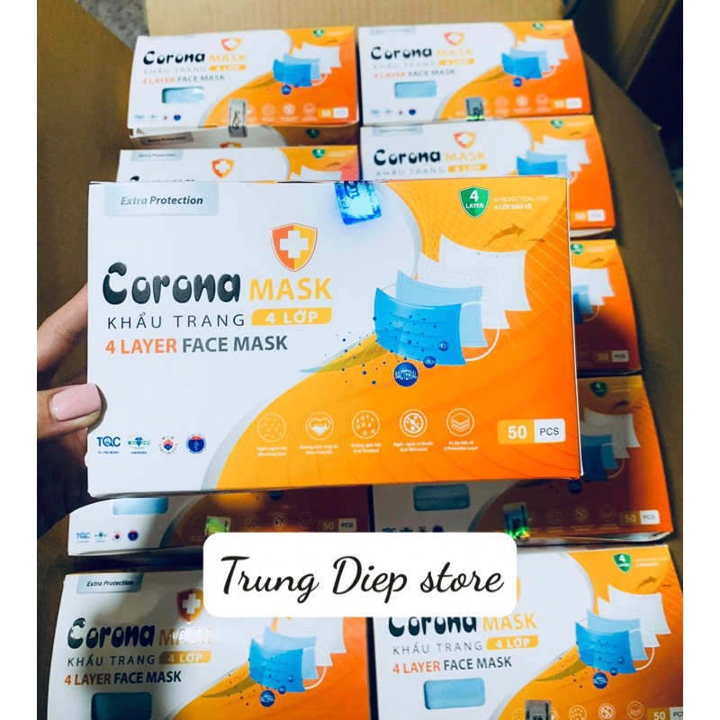 Giá sỉ 1 thùng khẩu trang y tế 4 lớp Corona