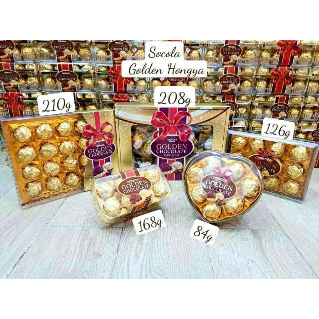 Kẹo Socola GOLDEN hongya HÌNH VUÔNG - TRÁI TIM Món quà tặng cao cấp sang trong ý nghĩa