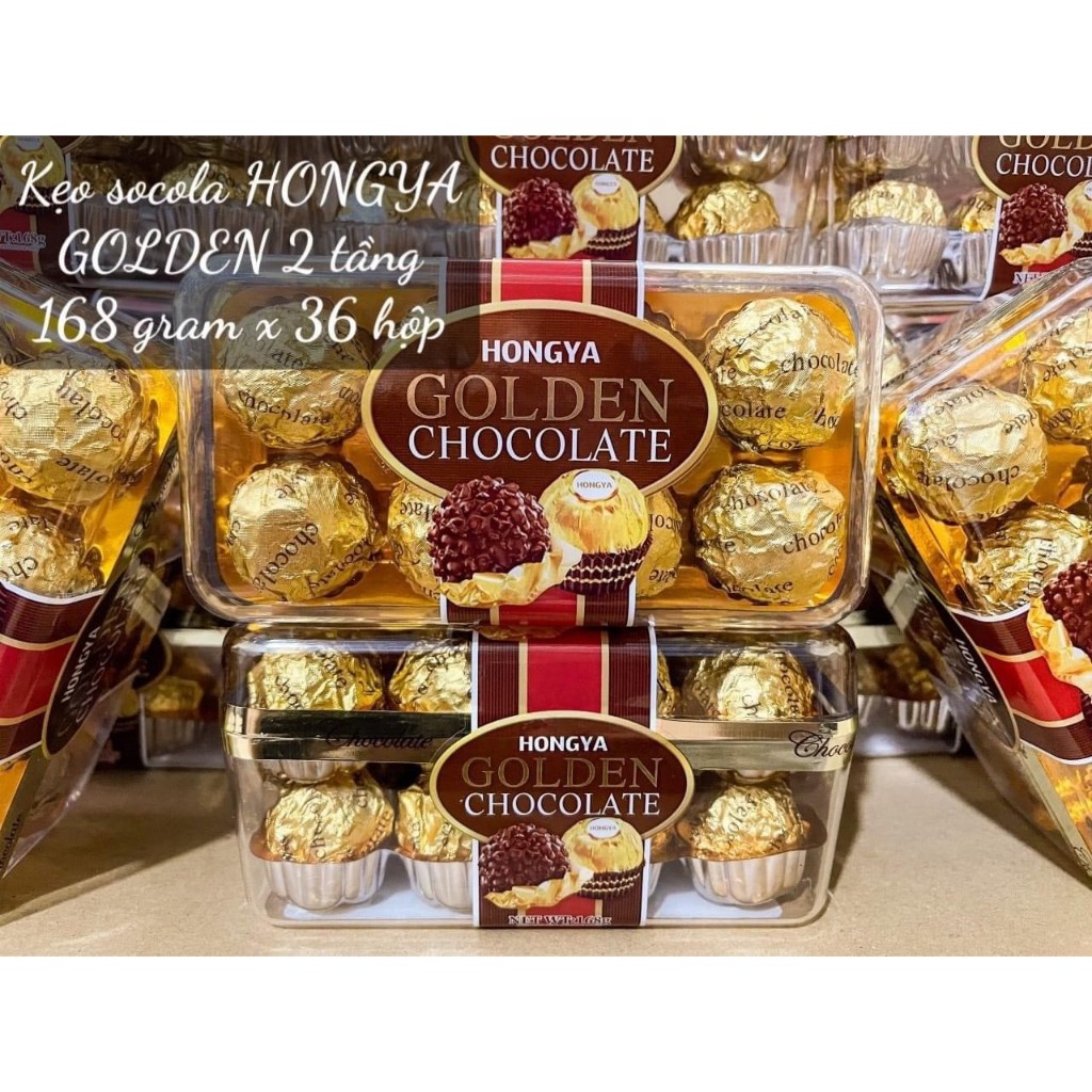 Kẹo Socola GOLDEN hongya HÌNH VUÔNG - TRÁI TIM Món quà tặng cao cấp sang trong ý nghĩa