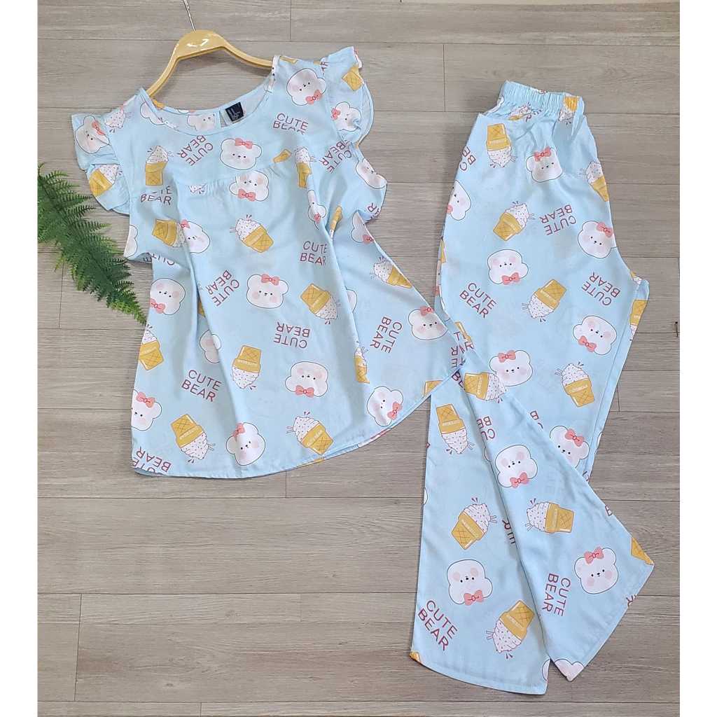 Bộ Tole Lanh Tay cánh tiên Quần dài từ 83-88cm size từ (40-70kg)