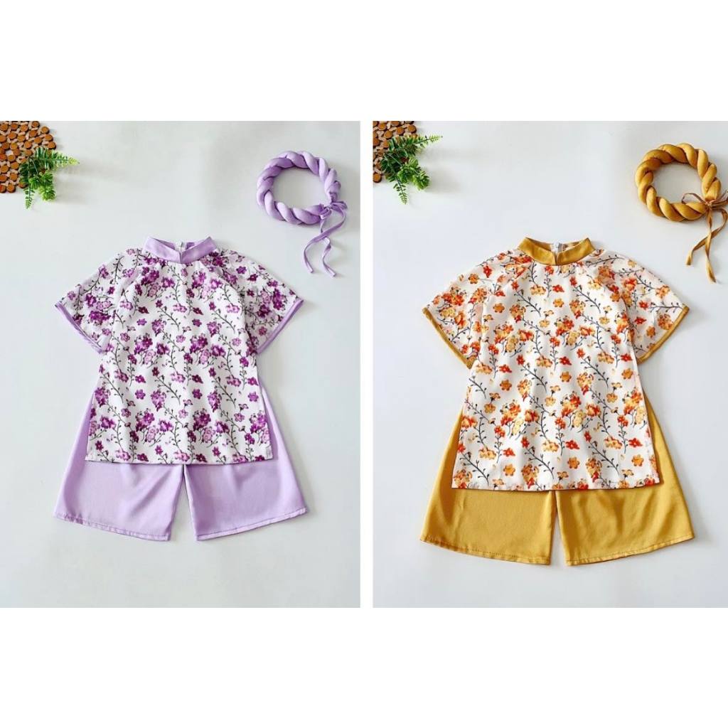 Áo Dài Voan Pháp Hoa Nhí Cho Bé Gái 3-18 Kg ,Chất Mềm Mịn