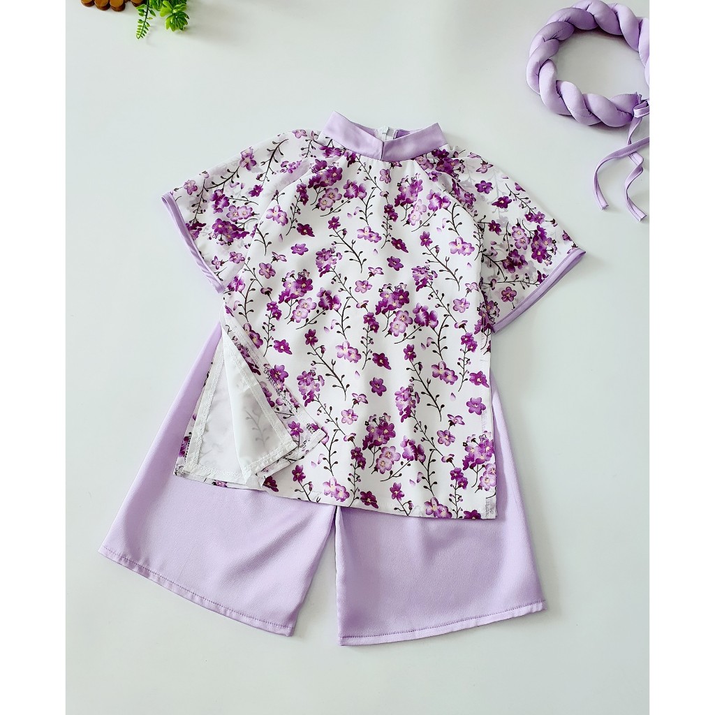 Áo Dài Voan Pháp Hoa Nhí Cho Bé Gái 3-18 Kg ,Chất Mềm Mịn