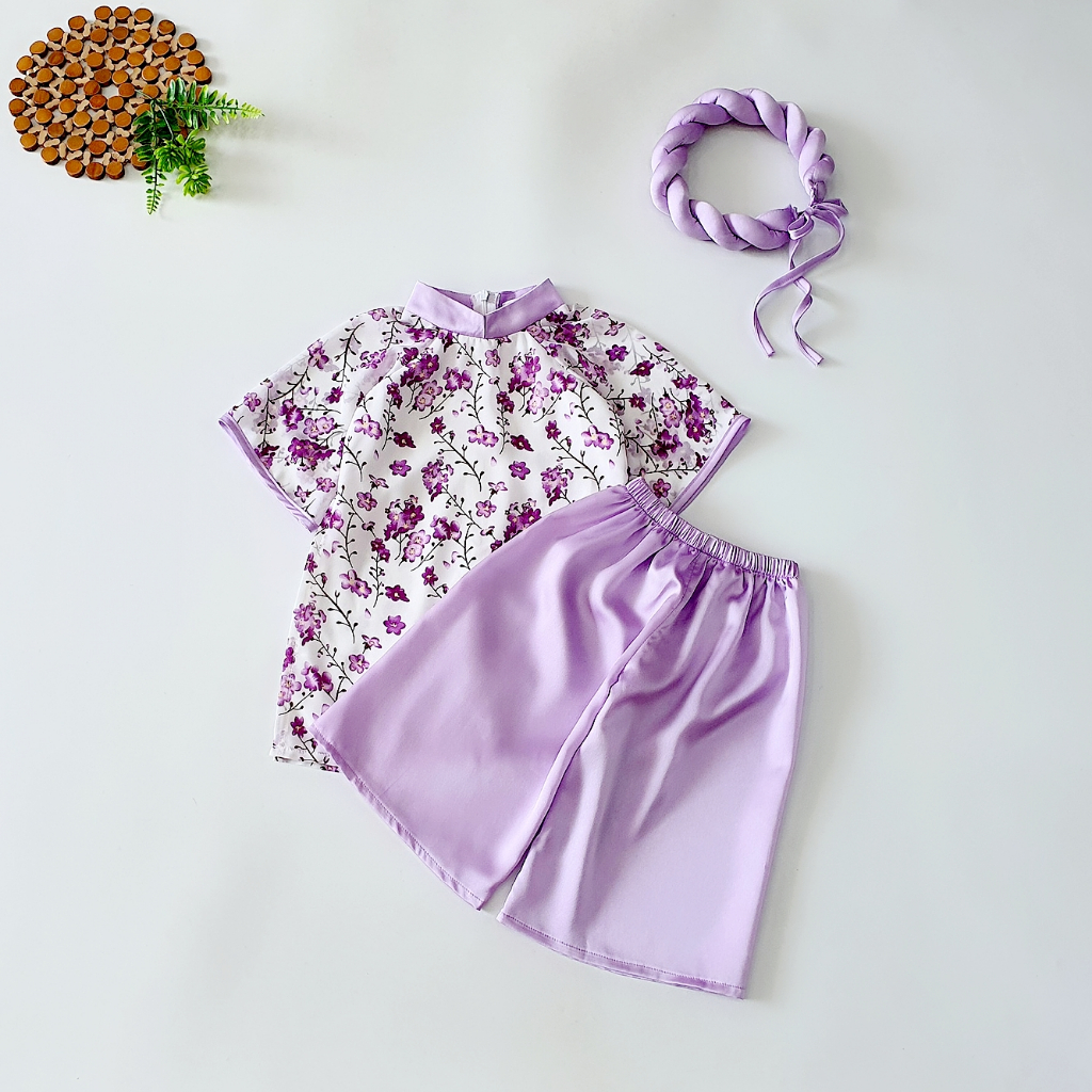 Áo Dài Voan Pháp Hoa Nhí Cho Bé Gái 3-18 Kg ,Chất Mềm Mịn