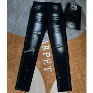 quần  bò jean nam dài đen rách gối kiểu wash xám khói đẹp,form slimfit chất co giãn chuẩn shop giá tốt ĐƯỢC KIỂM