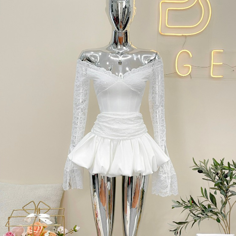𝑳𝒂𝒔𝒐𝒏𝒆 𝑺𝒆𝒕 áo ren phối corset + chân váy nhung phối hai da - TKCC 𝐁𝐀𝐆𝐄𝐎