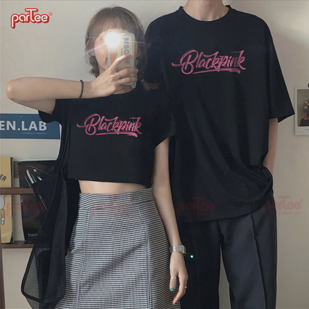 BlackPink Kpop | Áo Thun Croptop Tay Lỡ Form Rộng Nam Nữ 100% Cotton Úc 180gsm Áo Phông Áo Ngắn Unisex Partee