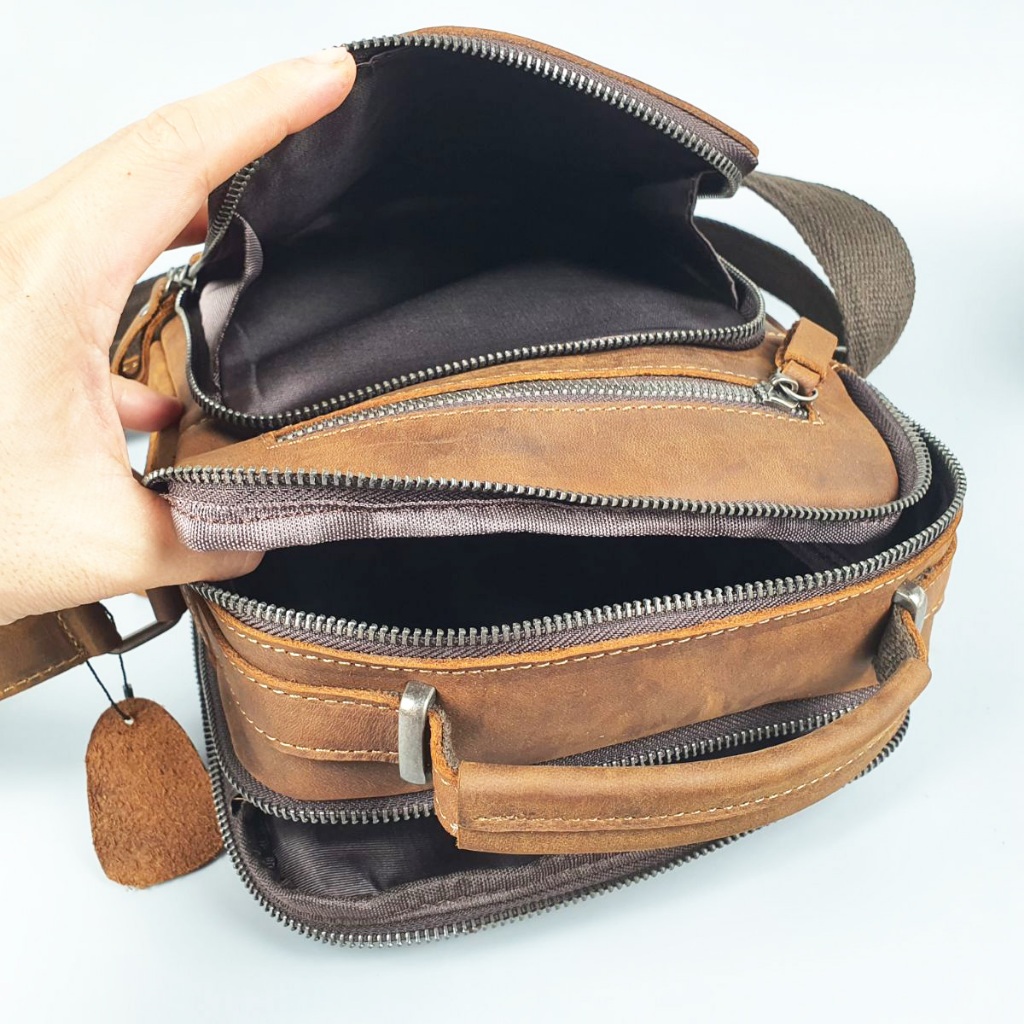 Túi đeo chéo nam da bò thật TD116VB  - 100% da bò thật, BH 3 năm