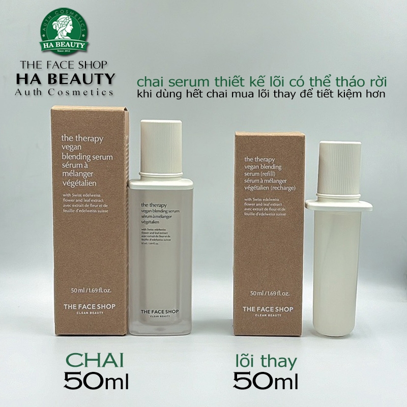 Tinh chất dưỡng Cấp ẩm Tăng độ đàn hồi Chống lão hóa da THE FACE SHOP Clean Beauty The Therapy Vegan Blending Serum 50ml