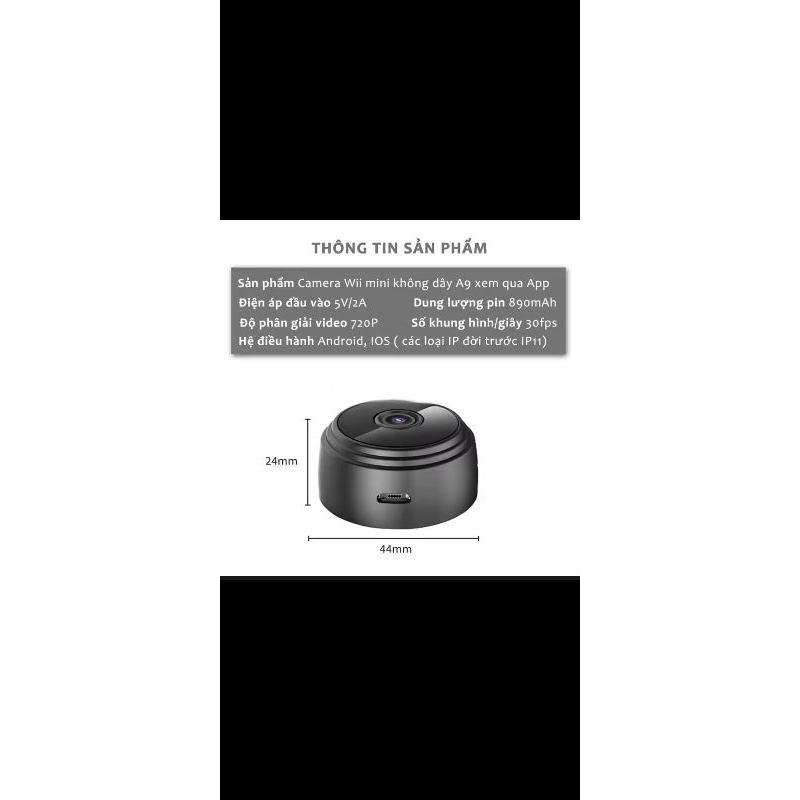 Camera A9 WiFi Không dây 1080P HD , Có Hồng Ngoại