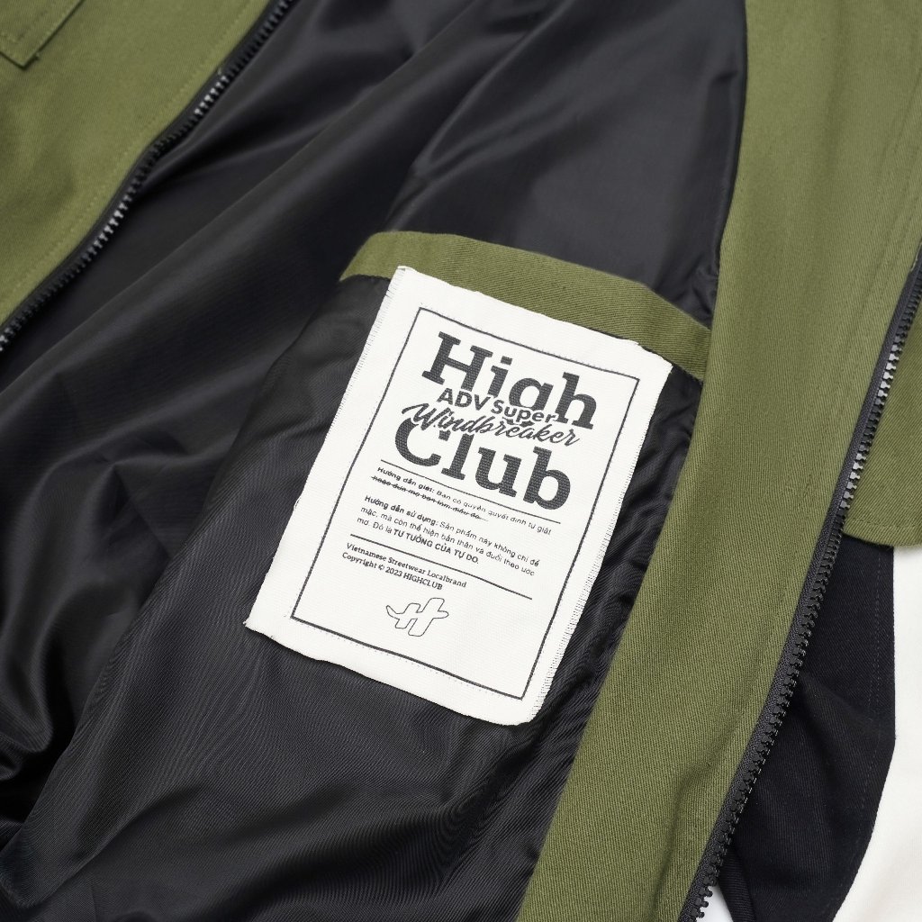 Áo khoác WINDBREAKER VINTAGE KAKI phối màu thêu logo High Club