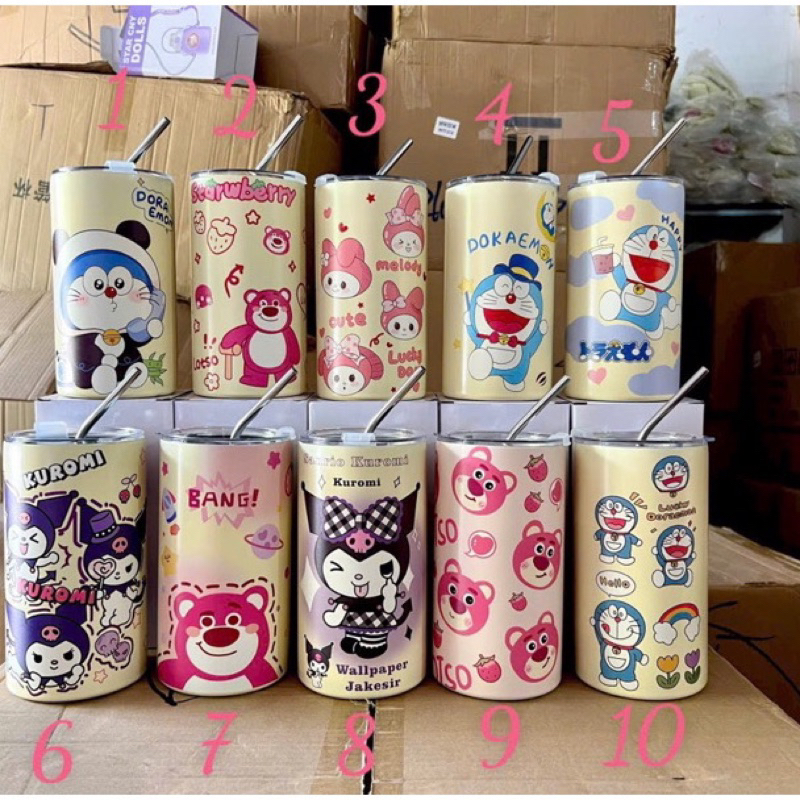 Bình giữ nhiệt Gấu Dâu Lotso cao cấp 600ml, bình nước giữ nhiệt gấu dâu có ống hút, ly giữ nhiệt Gấu Dâu