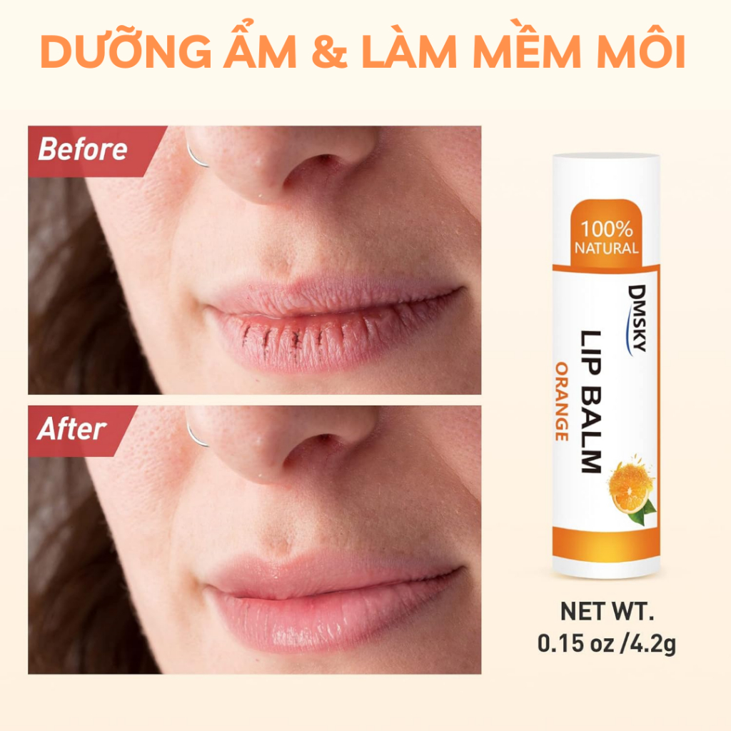 Son dưỡng môi tự nhiên không màu DMSKY giúp làm mềm môi, giảm môi khô, bong tróc, nứt nẻ