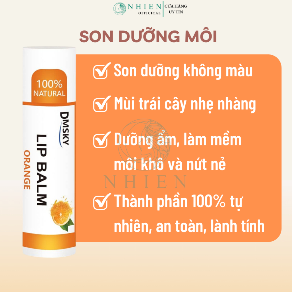 Son dưỡng môi tự nhiên không màu DMSKY giúp làm mềm môi, giảm môi khô, bong tróc, nứt nẻ