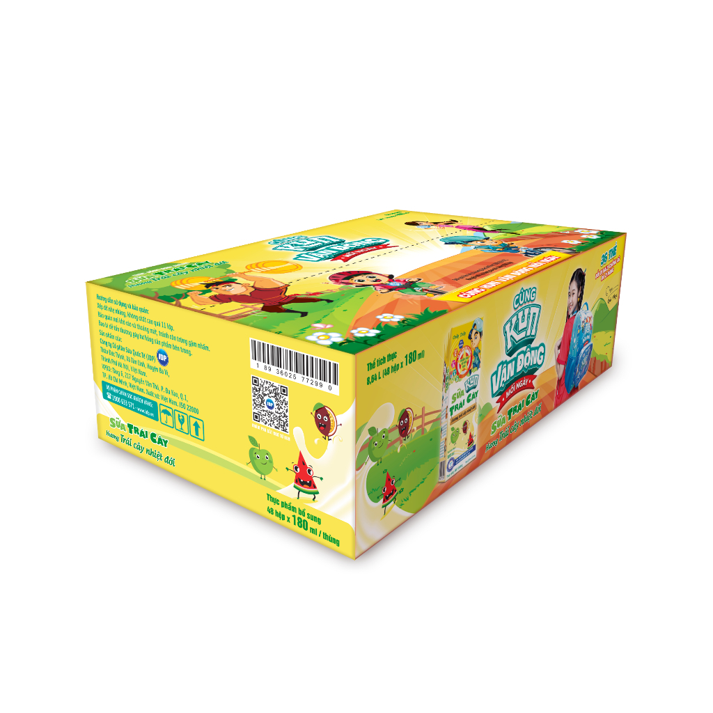 Thùng 48 hộp sữa trái cây nhiệt đới Kun  180ml