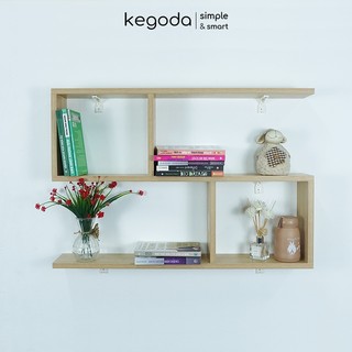 Kệ Sách Gỗ Trang Trí Treo Tường 3 Tầng KEGODA Dài 80cm, Không Cần Khoan, Tặng Kèm Đầy Đủ Phụ Kiện - KT61
