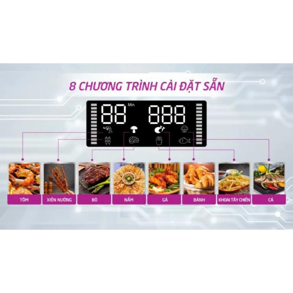 Nồi chiên không dầu đa năng Mutosi MF-99D, dung tích 12L, màn hình cảm ứng, bảo hành 24 tháng